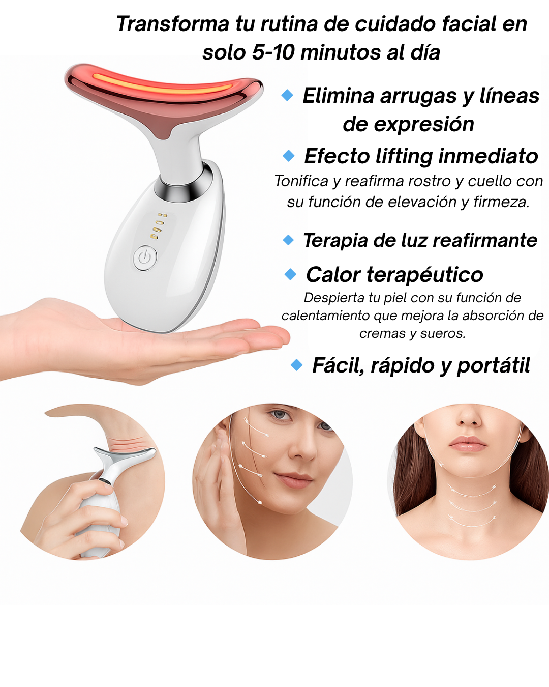 LiftaGlow™ – Masajeador Facial Reafirmante LED 7 en 1