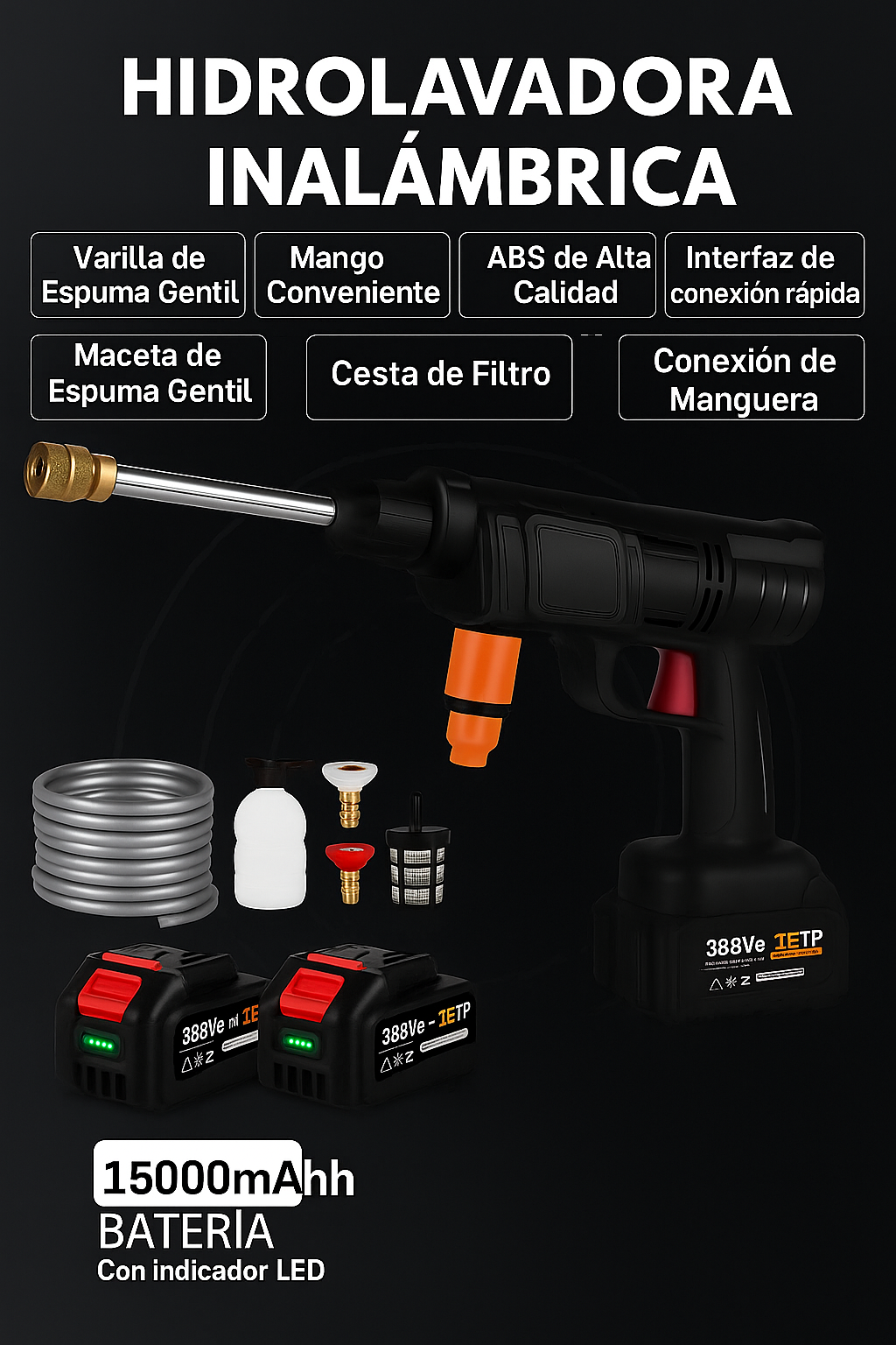 PowerJet 48V — Hidrolavadora Portátil de Alta Presión